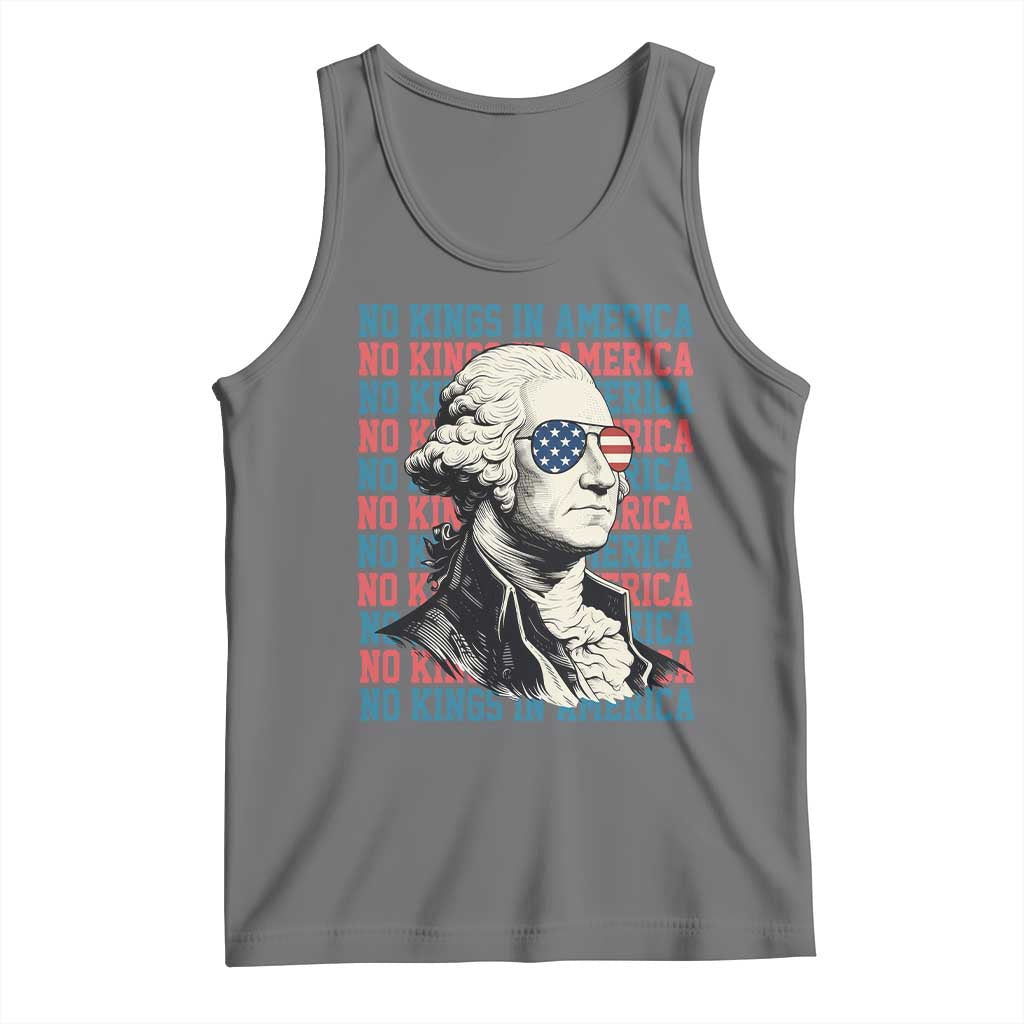 Funny George Washington Protest Tank Top No Kings In America TS12 Black Heather Print Your Wear