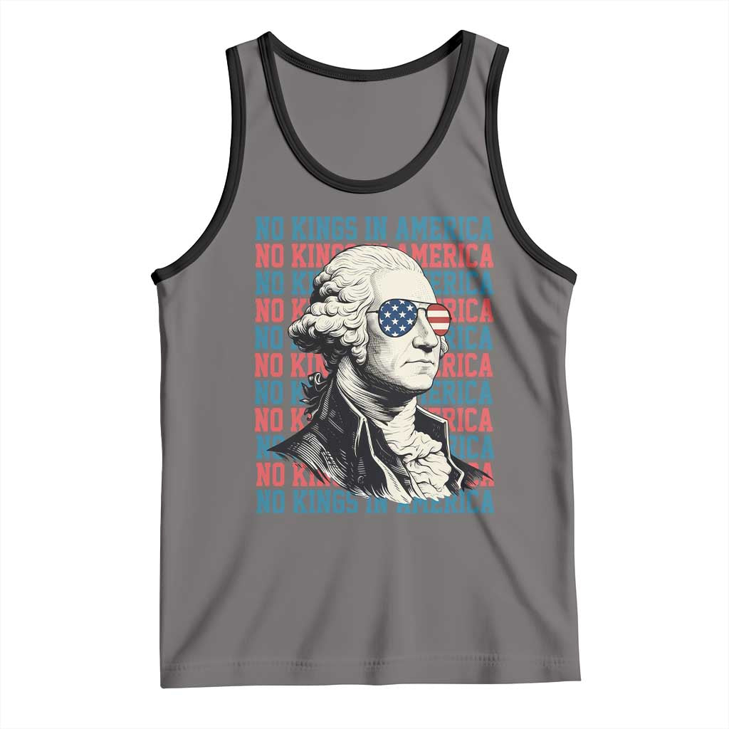 Funny George Washington Protest Tank Top No Kings In America TS12 Deep Heather Black Print Your Wear
