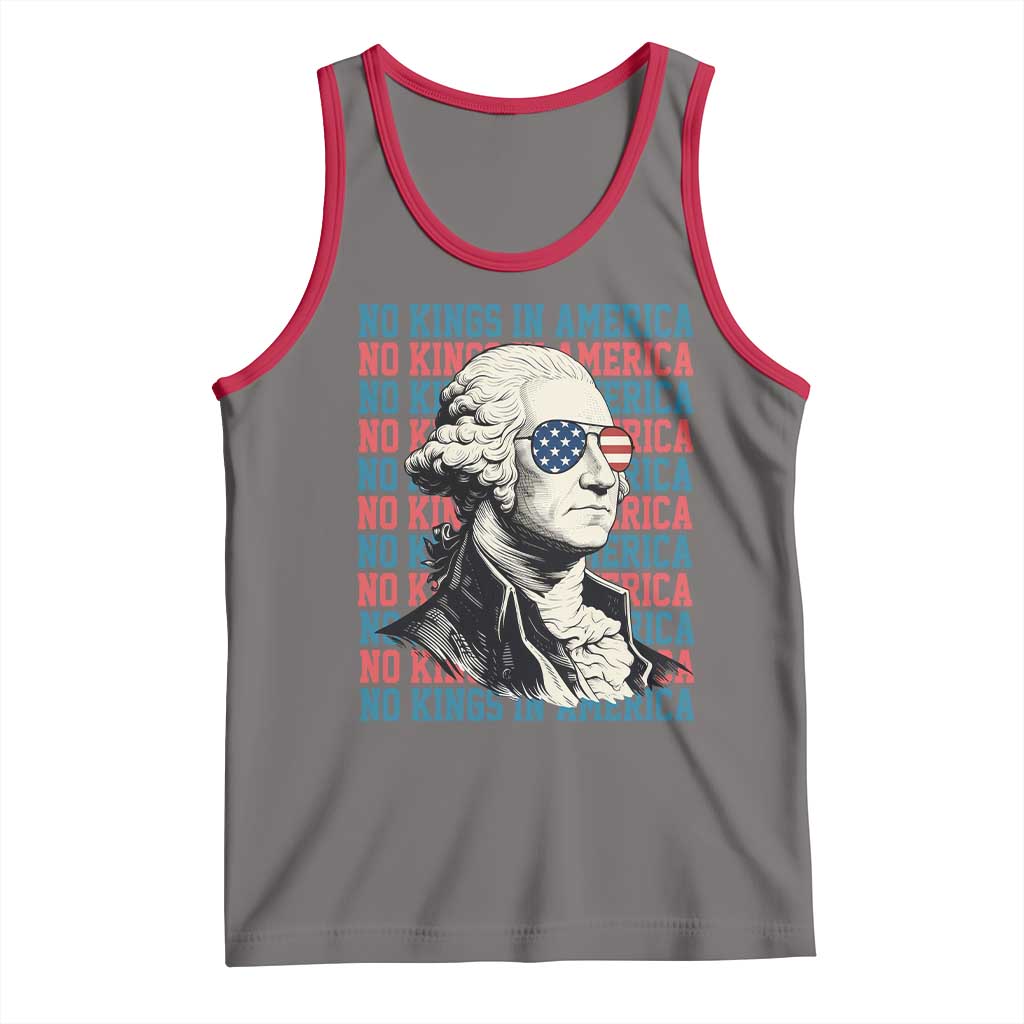 Funny George Washington Protest Tank Top No Kings In America TS12 Deep Heather Red Print Your Wear