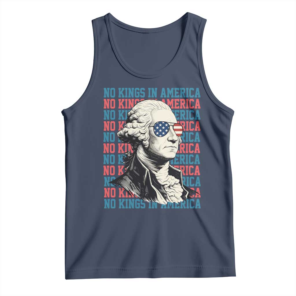 Funny George Washington Protest Tank Top No Kings In America TS12 Navy Print Your Wear