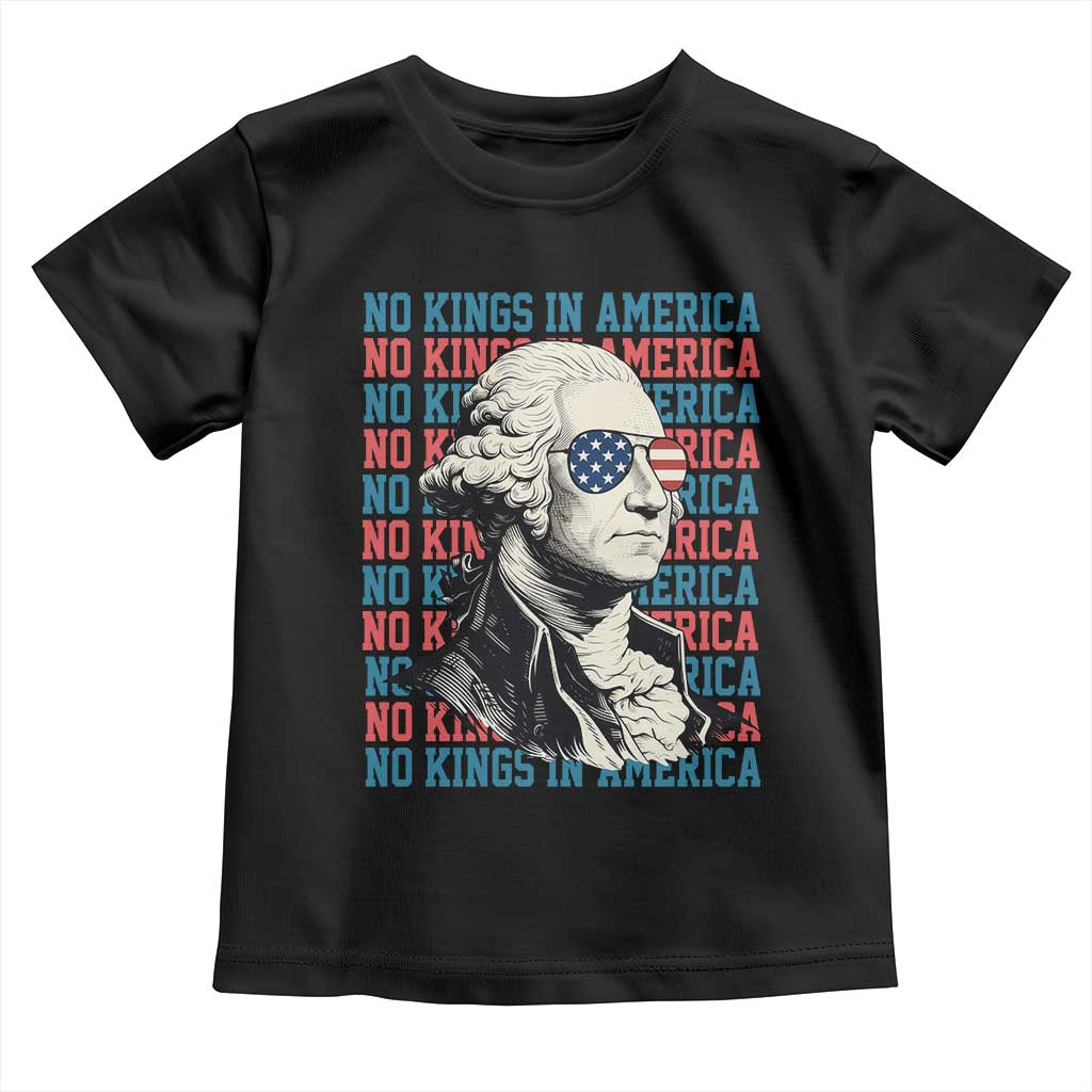 Funny George Washington Protest Toddler T Shirt No Kings In America TS12 Black Print Your Wear