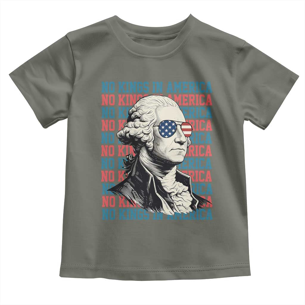 Funny George Washington Protest Toddler T Shirt No Kings In America TS12 Military Green Print Your Wear