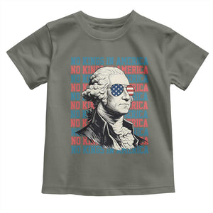 Funny George Washington Protest Toddler T Shirt No Kings In America TS12 Military Green Print Your Wear