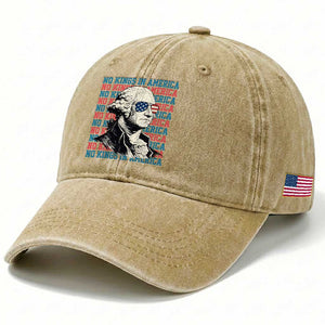Funny George Washington Protest Washed Cotton Baseball Cap No Kings In America TS12 Print Your Wear