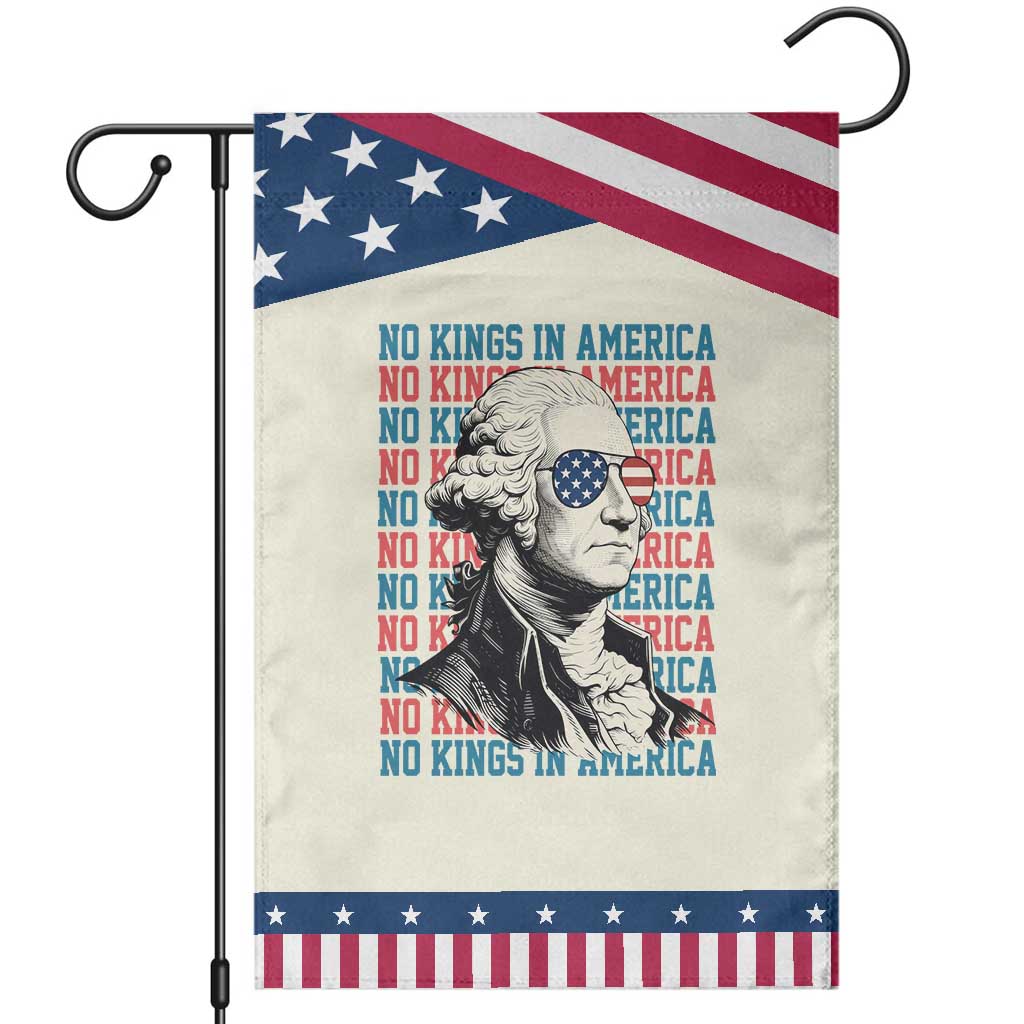 Funny George Washington Protest Garden Flag No Kings In America TS12 Modern Beige Blue Print Your Wear