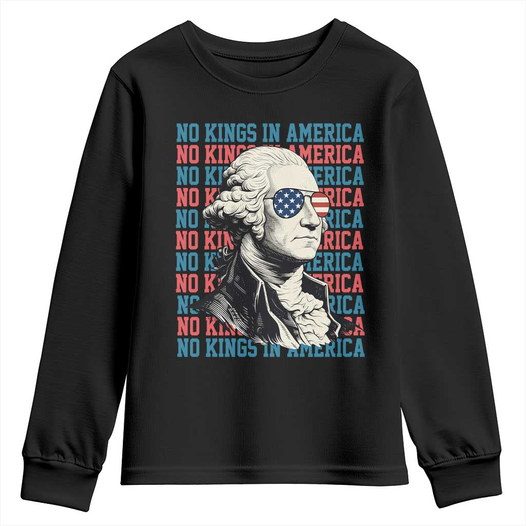 Funny George Washington Protest Youth Sweatshirt No Kings In America TS12 Black Print Your Wear