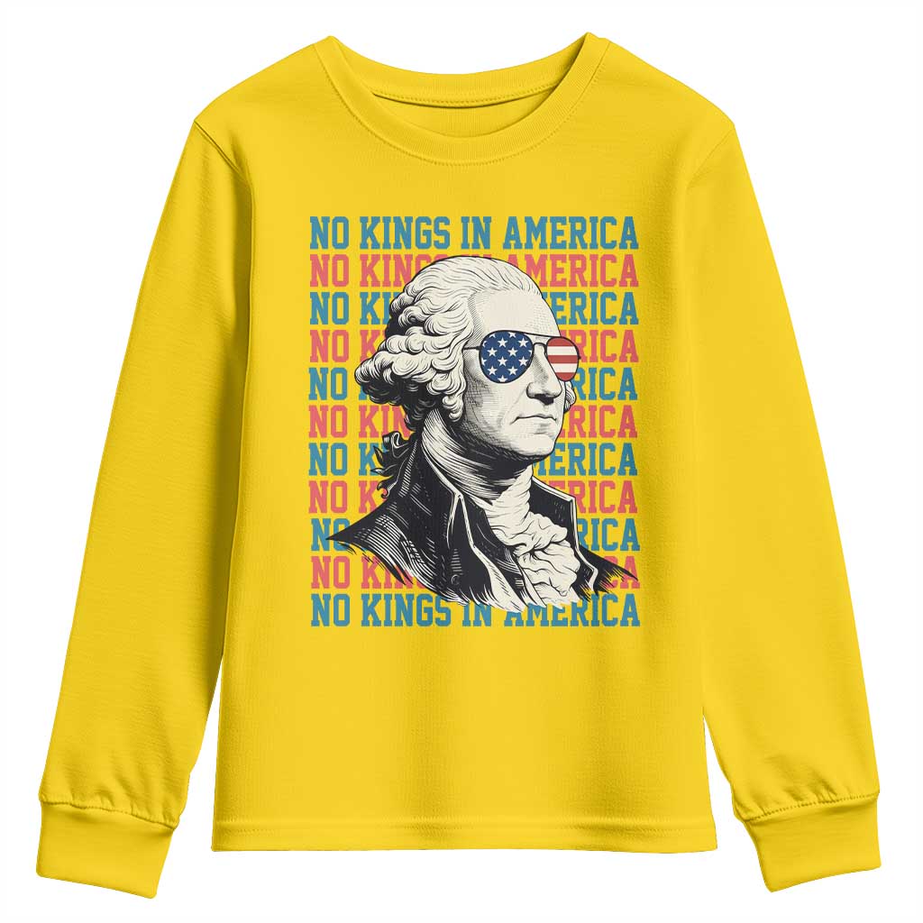 Funny George Washington Protest Youth Sweatshirt No Kings In America TS12 Daisy Print Your Wear