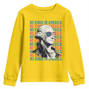 Funny George Washington Protest Youth Sweatshirt No Kings In America TS12 Daisy Print Your Wear