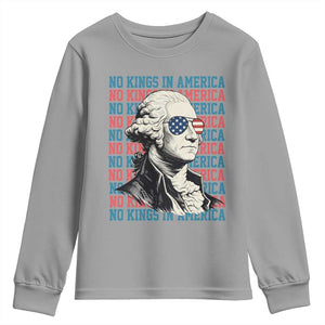 Funny George Washington Protest Youth Sweatshirt No Kings In America TS12 Sport Gray Print Your Wear