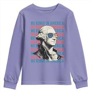 Funny George Washington Protest Youth Sweatshirt No Kings In America TS12 Violet Print Your Wear
