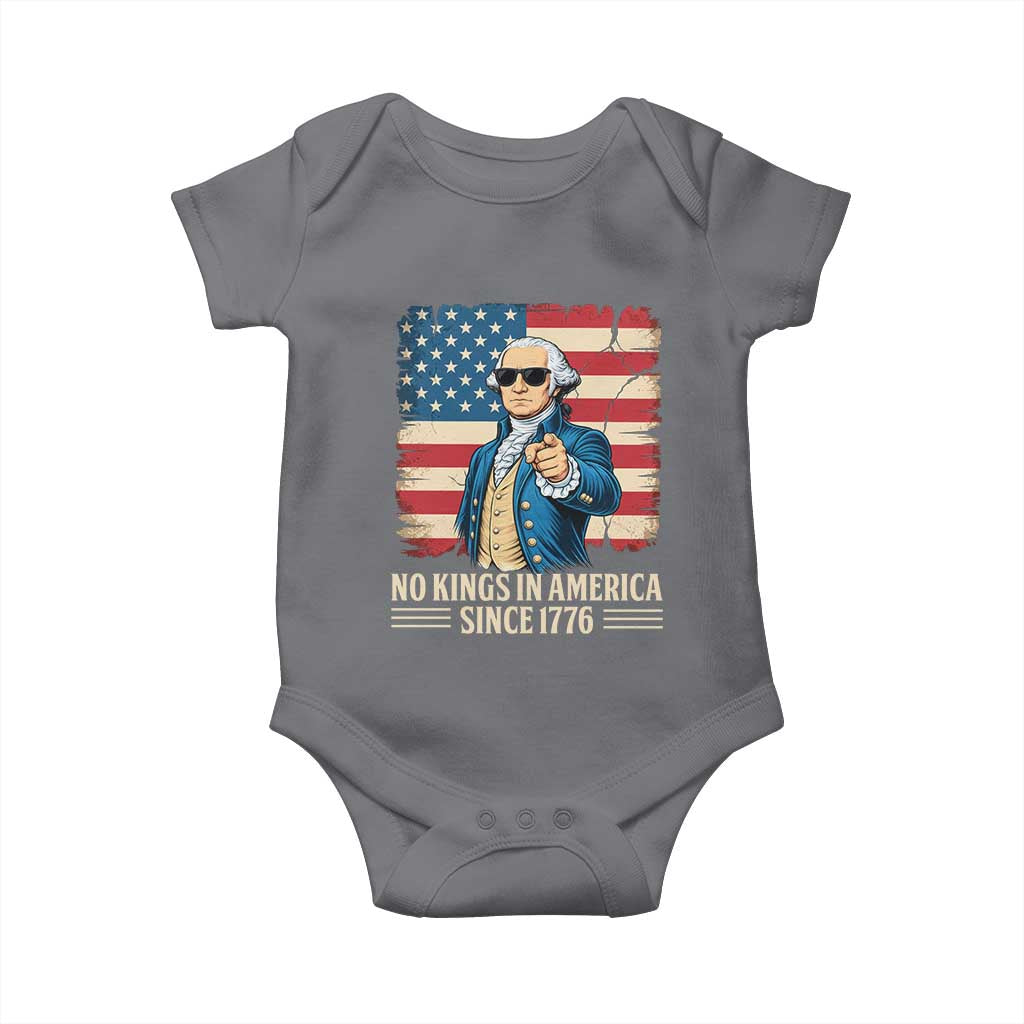 Patriotic George Washington Baby Onesie No Kings In America TS12 Charcoal Print Your Wear
