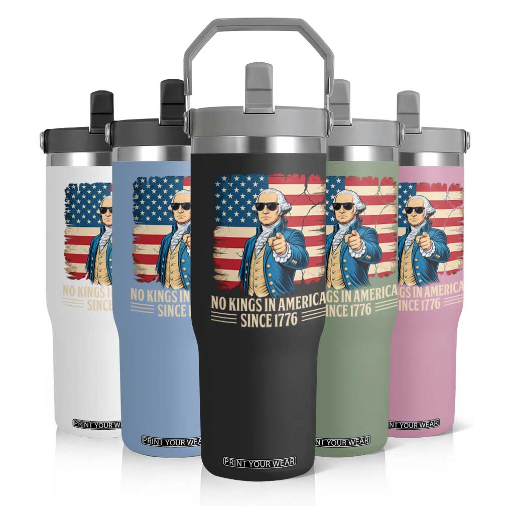 Patriotic George Washington Flip Straw Tumbler No Kings In America TS12 Print Your Wear