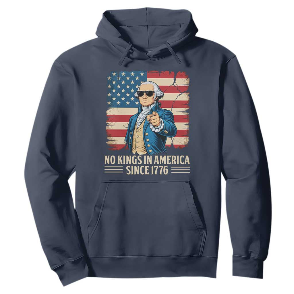 Patriotic George Washington Hoodie No Kings In America TS12 Navy Print Your Wear