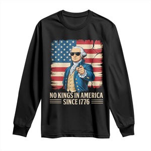 Patriotic George Washington Long Sleeve Shirt No Kings In America TS12 Black Print Your Wear
