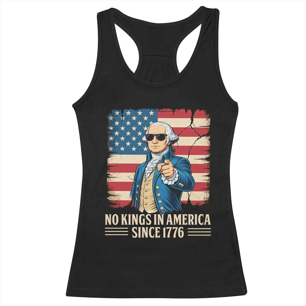 Patriotic George Washington Racerback Tank Top No Kings In America TS12 Black Print Your Wear