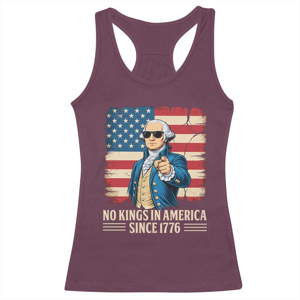 Patriotic George Washington Racerback Tank Top No Kings In America TS12 Maroon Print Your Wear
