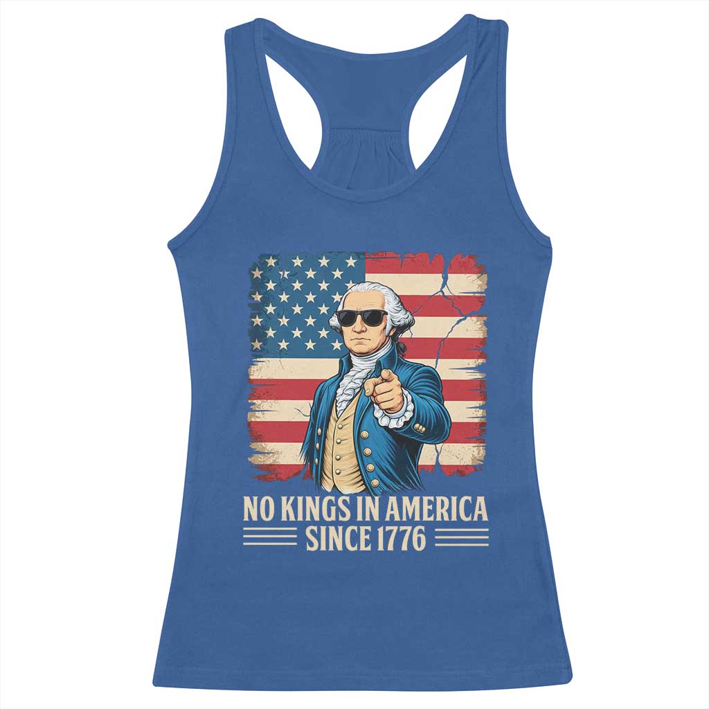 Patriotic George Washington Racerback Tank Top No Kings In America TS12 Royal Blue Print Your Wear