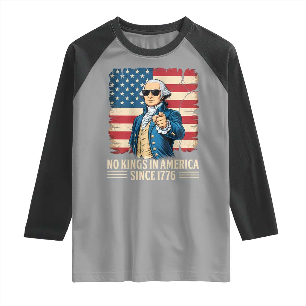 Patriotic George Washington Raglan Shirt No Kings In America TS12 Sport Gray Black Print Your Wear