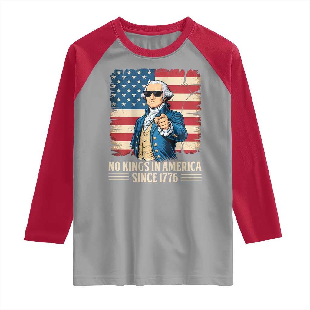 Patriotic George Washington Raglan Shirt No Kings In America TS12 Sport Gray Red Print Your Wear