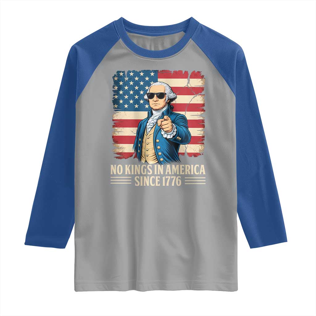 Patriotic George Washington Raglan Shirt No Kings In America TS12 Sport Gray Royal Print Your Wear