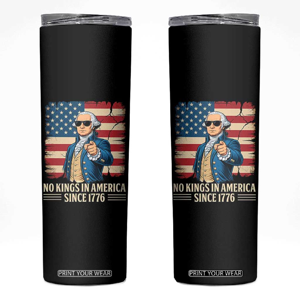 Patriotic George Washington Skinny Tumbler No Kings In America TS12 Black Print Your Wear