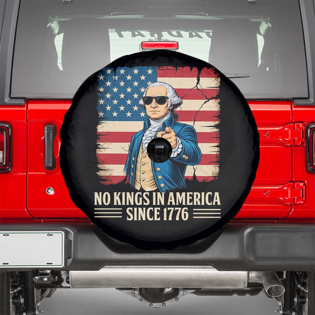 Patriotic George Washington Spare Tire Cover No Kings In America TS12 Black Print Your Wear