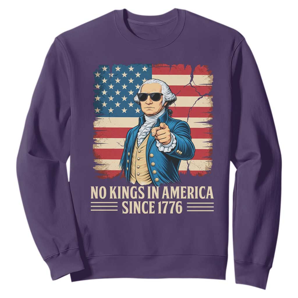 Patriotic George Washington Sweatshirt No Kings In America TS12 Purple Print Your Wear