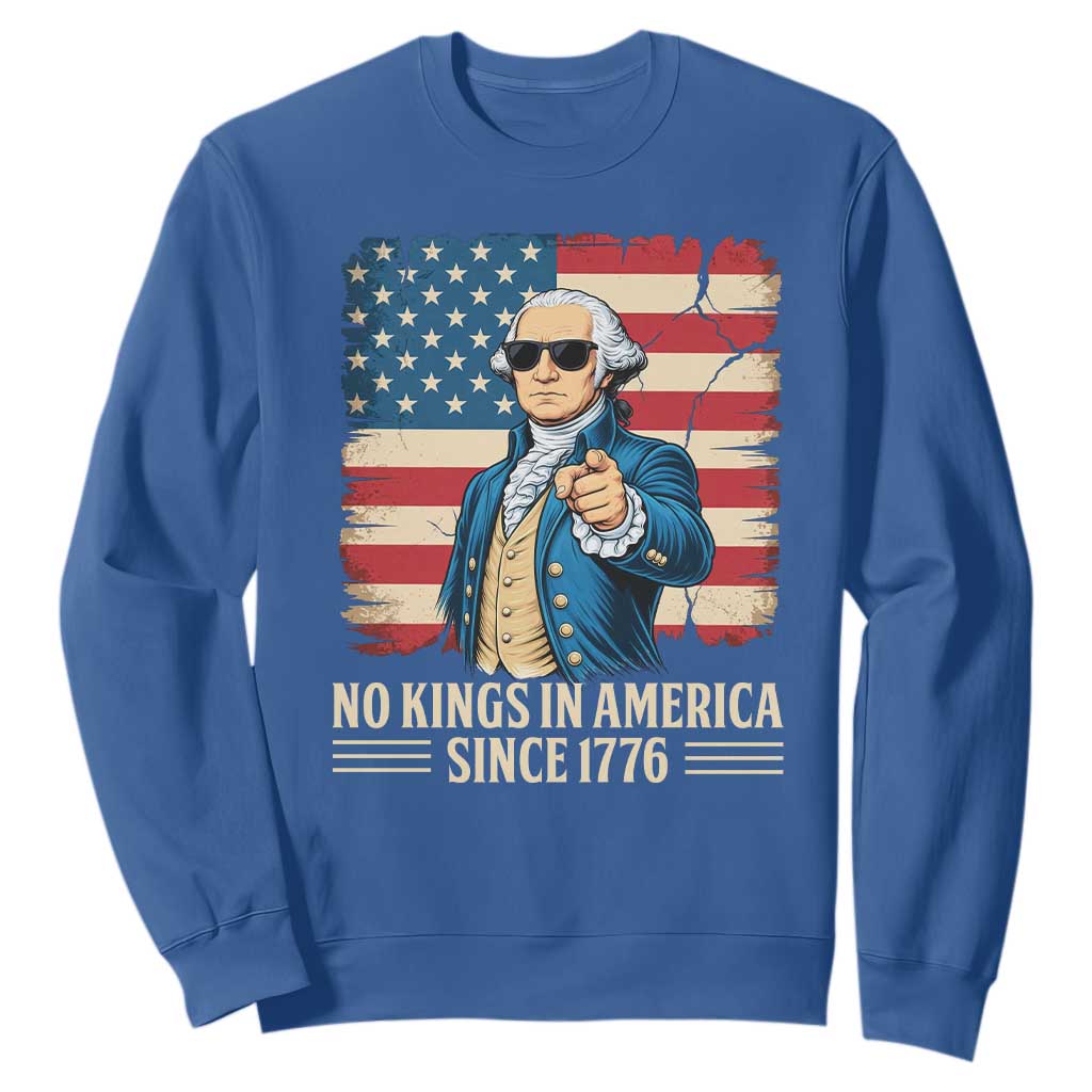 Patriotic George Washington Sweatshirt No Kings In America TS12 Royal Blue Print Your Wear