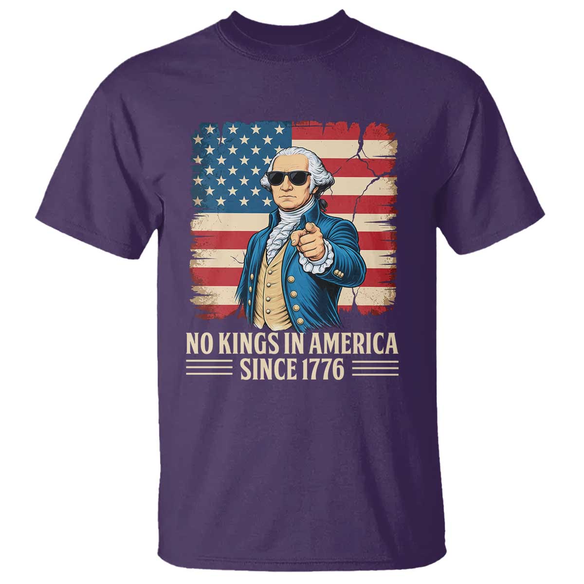 Patriotic George Washington T Shirt No Kings In America TS12 Purple Print Your Wear