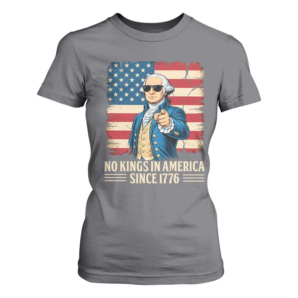 Patriotic George Washington T Shirt For Women No Kings In America TS12 Charcoal Print Your Wear