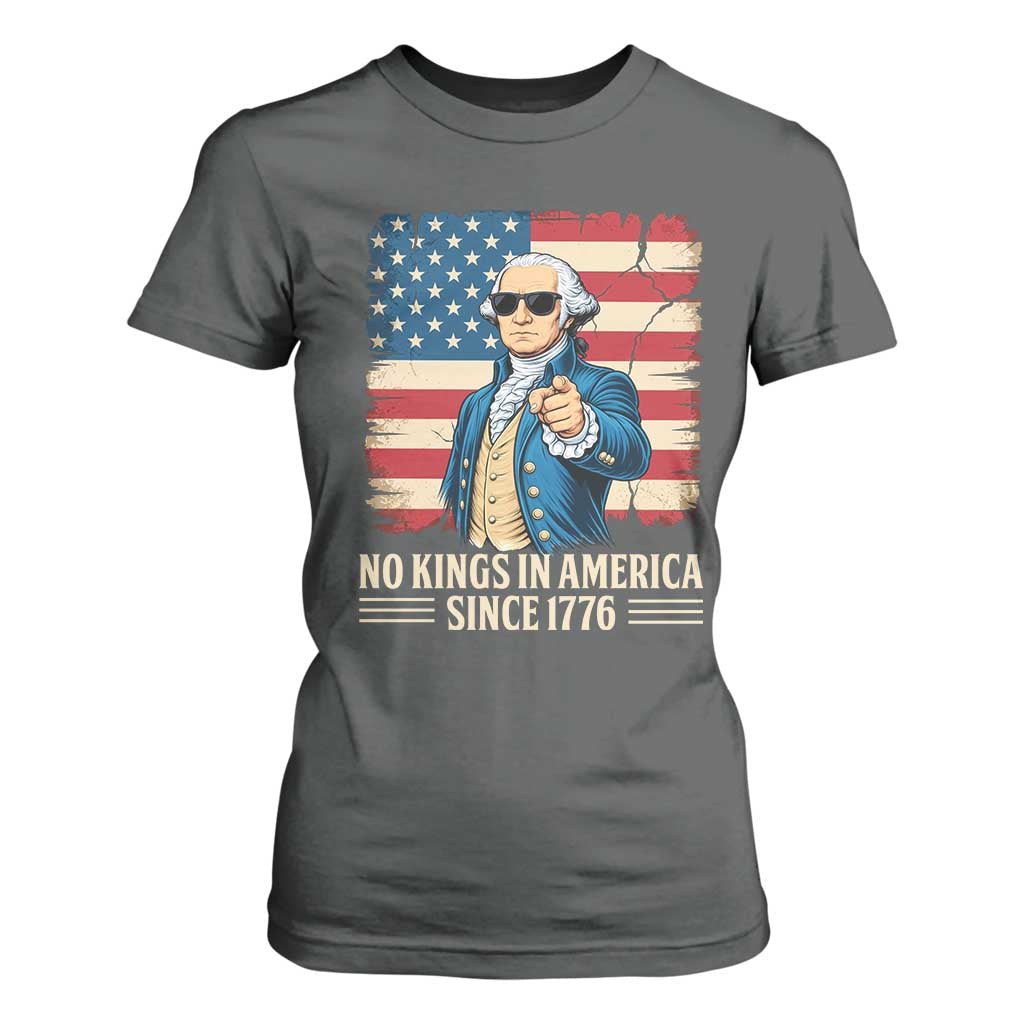 Patriotic George Washington T Shirt For Women No Kings In America TS12 Dark Heather Print Your Wear