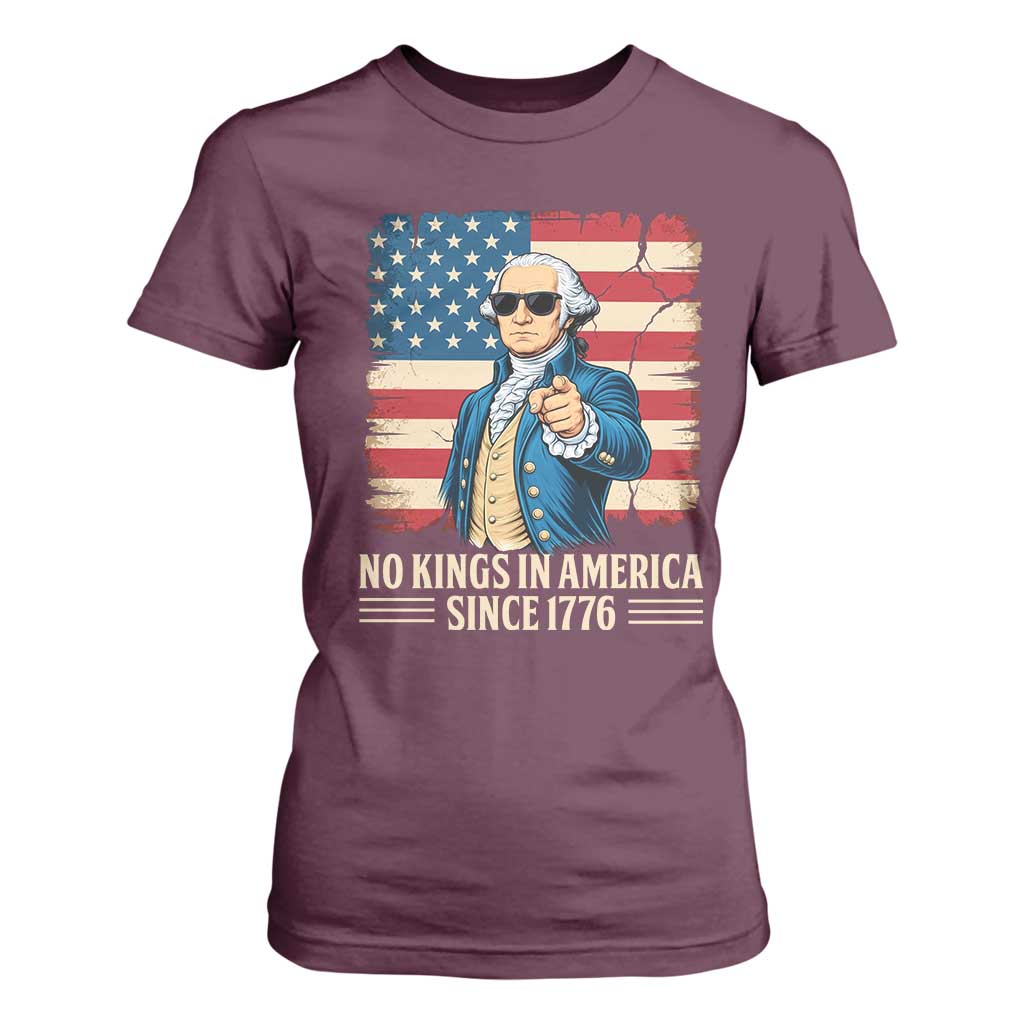 Patriotic George Washington T Shirt For Women No Kings In America TS12 Maroon Print Your Wear