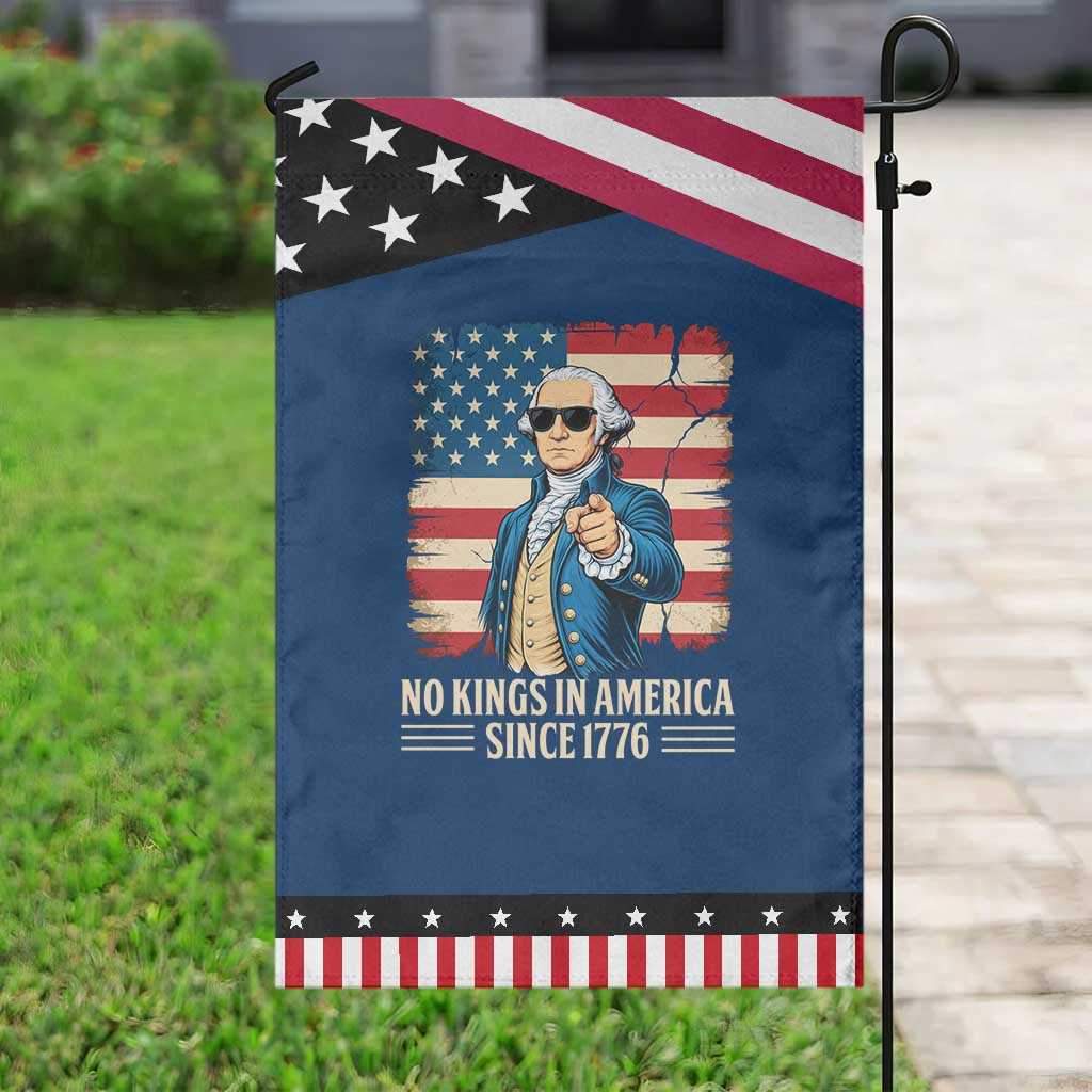 Patriotic George Washington Garden Flag No Kings In America TS12 Classic Blue Black Print Your Wear