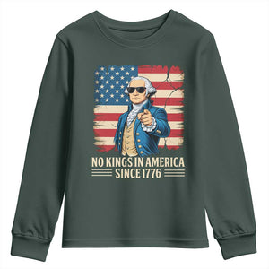 Patriotic George Washington Youth Sweatshirt No Kings In America TS12 Dark Forest Green Print Your Wear