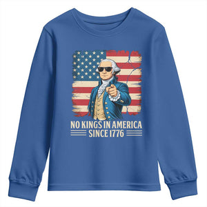 Patriotic George Washington Youth Sweatshirt No Kings In America TS12 Royal Blue Print Your Wear