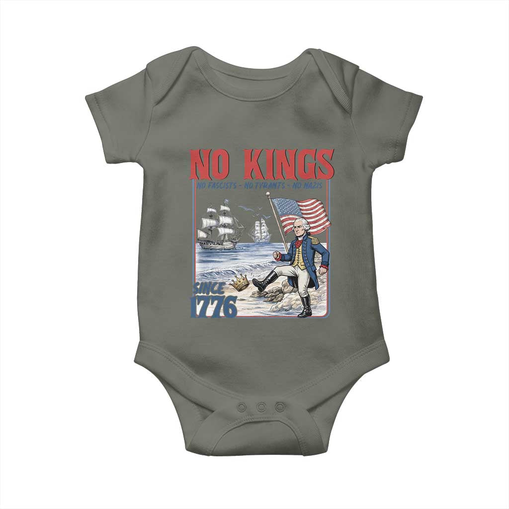 No Kings Since 1776 George Washington Baby Onesie Political Humor Gift TS12 Military Green Print Your Wear