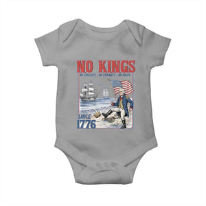 No Kings Since 1776 George Washington Baby Onesie Political Humor Gift TS12 Sport Gray Print Your Wear