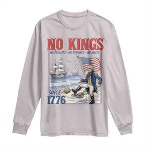 No Kings Since 1776 Long Sleeve Shirt - George Washington Political Humor Democracy Gift TS12 Ice Gray Print Your Wear