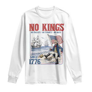 No Kings Since 1776 Long Sleeve Shirt - George Washington Political Humor Democracy Gift TS12 White Print Your Wear
