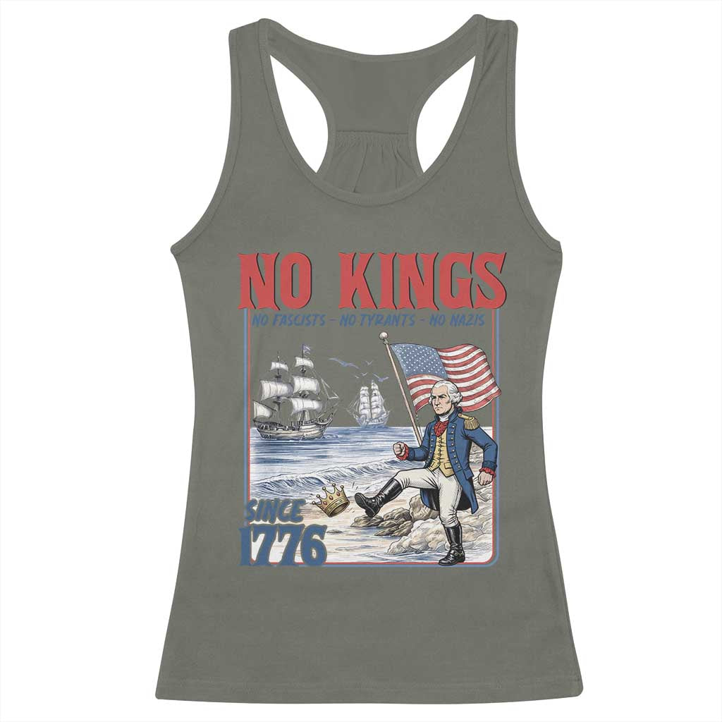 No Kings Since 1776 George Washington Racerback Tank Top Political Humor Gift TS12 Military Green Print Your Wear