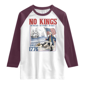 No Kings Since 1776 George Washington Raglan Shirt Political Humor Gift TS12 White Maroon Print Your Wear