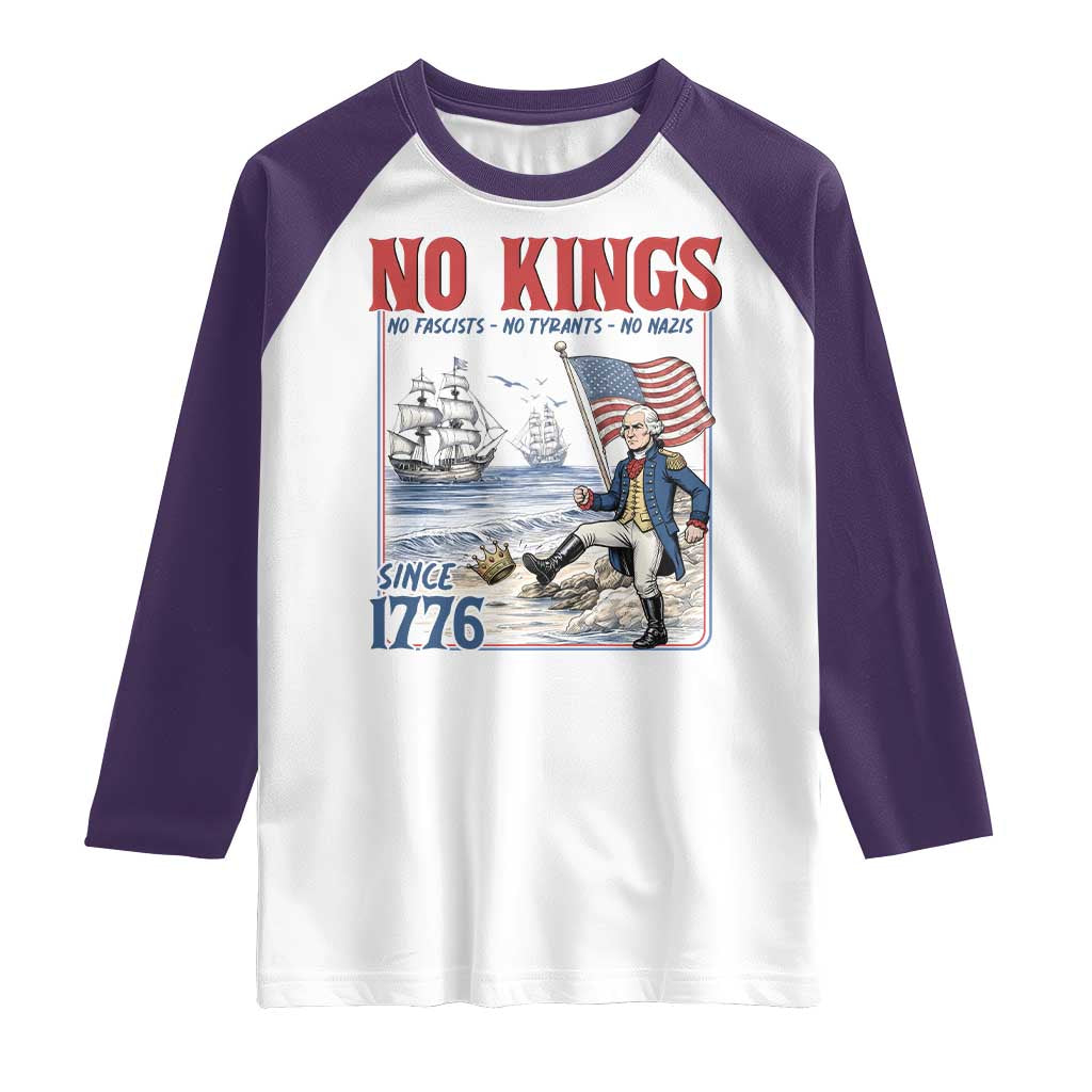 No Kings Since 1776 George Washington Raglan Shirt Political Humor Gift TS12 White Purple Print Your Wear