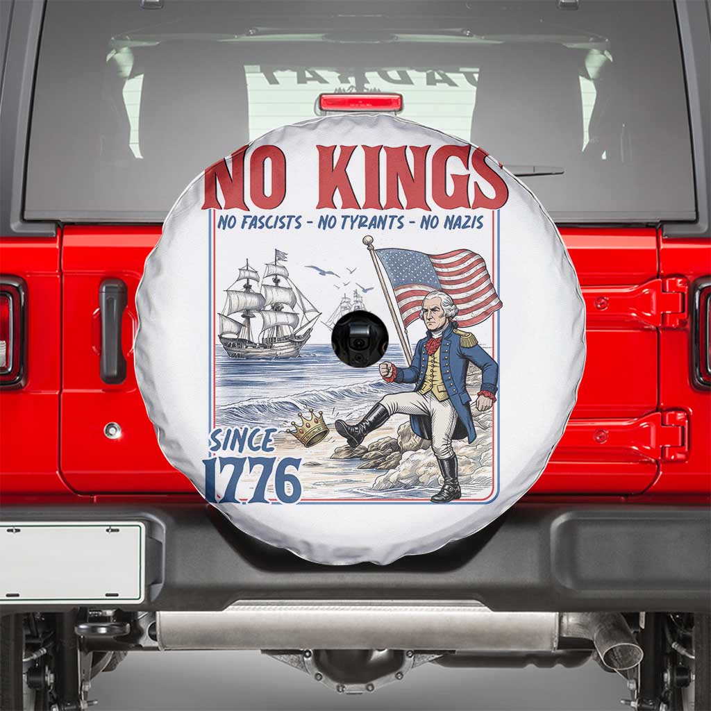 No Kings Since 1776 George Washington Spare Tire Cover Political Humor Gift TS12 White Print Your Wear