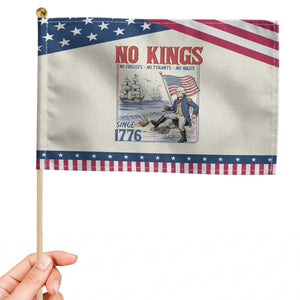 No Kings Since 1776 George Washington Patriotic Handheld Flag Political Humor Gift TS12 Modern 8.2" × 5.5" Beige Blue Print Your Wear