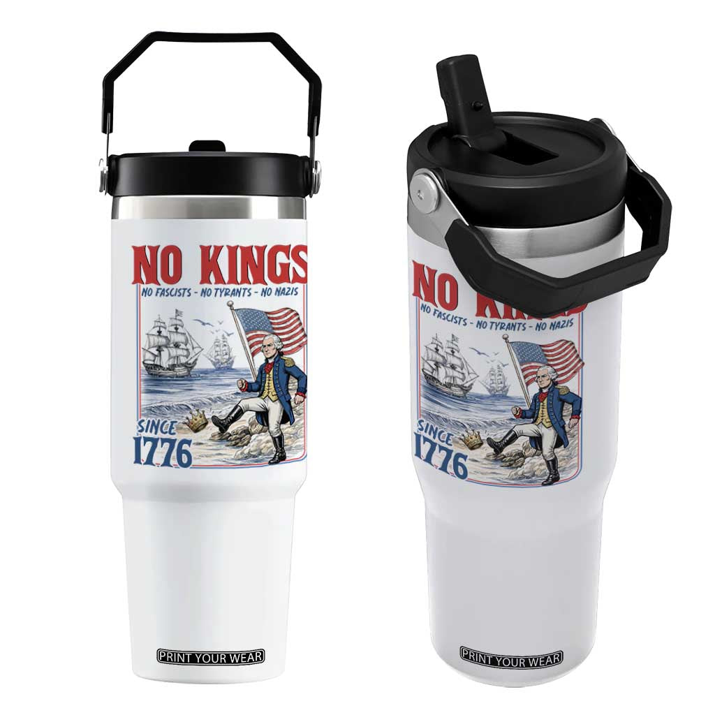 No Kings Since 1776 George Washington Flip Straw Tumbler Political Humor Gift TS12 One Size: 30 oz White Print Your Wear