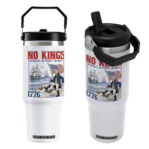 No Kings Since 1776 George Washington Flip Straw Tumbler Political Humor Gift TS12 One Size: 30 oz White Print Your Wear