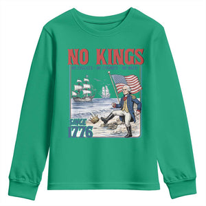 No Kings Since 1776 George Washington Youth Sweatshirt Political Humor Gift TS12 Irish Green Print Your Wear