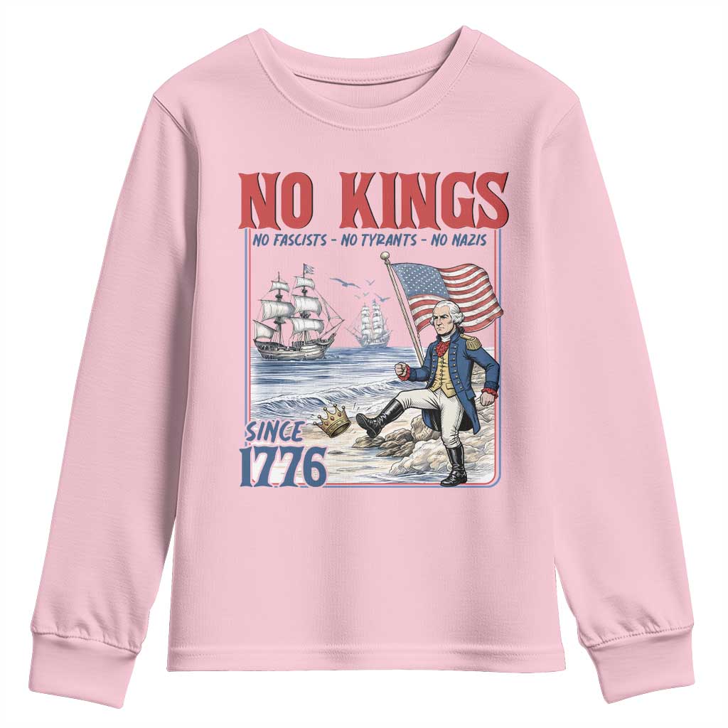 No Kings Since 1776 George Washington Youth Sweatshirt Political Humor Gift TS12 Light Pink Print Your Wear
