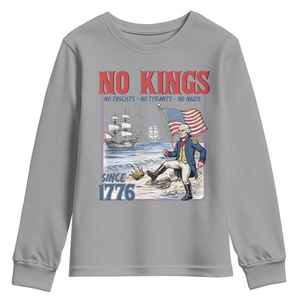 No Kings Since 1776 George Washington Youth Sweatshirt Political Humor Gift TS12 Sport Gray Print Your Wear