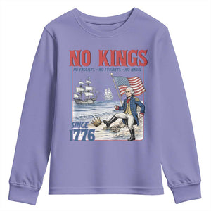 No Kings Since 1776 George Washington Youth Sweatshirt Political Humor Gift TS12 Violet Print Your Wear